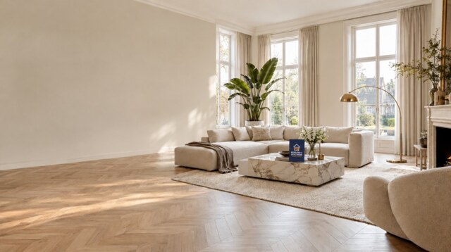 Luxe woonkamer met strak stucwerk - Schilder & Stucwerk Heemstede