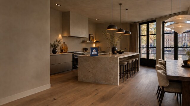 Luxe keuken met kalkstuc wanden - Schilder & Stucwerk Heemstede